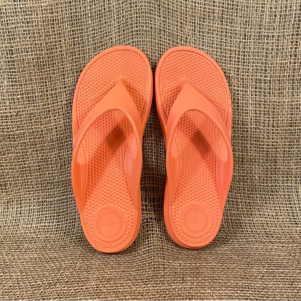 Totes Sandals Flip Flops Sol bounce Peach Thongs Size 8 - Picture 10 of 11
